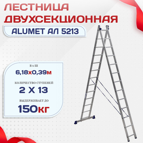 Лестница двухсекционная Alumet Ал 5213 - stroymarket66.ru - Екатеринбург