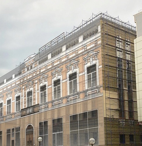 Фальшфасад сетка с изображением на строительные леса - stroymarket66.ru - Екатеринбург